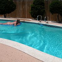 tanning in the pool