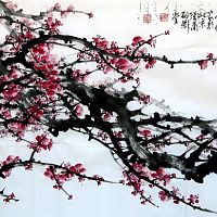艺术家画笔梅花...