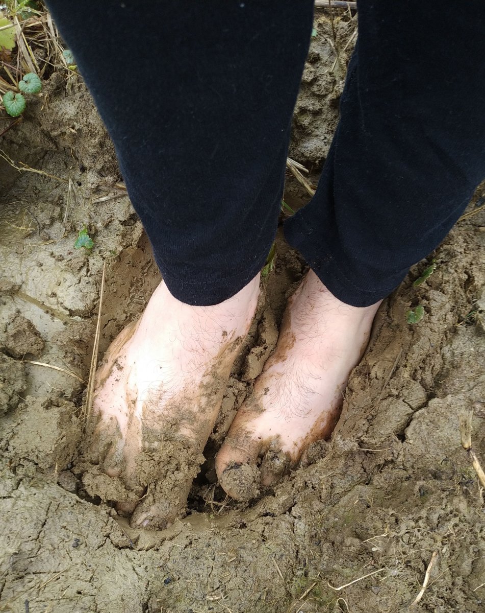 Barefoot in mud